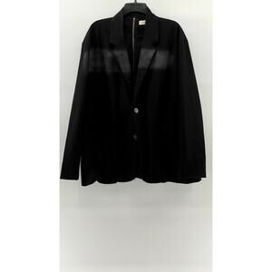 NIUGULU Women's Black Two-Button Notch Collar Long Sleeve Back Zipper Blazer SZL